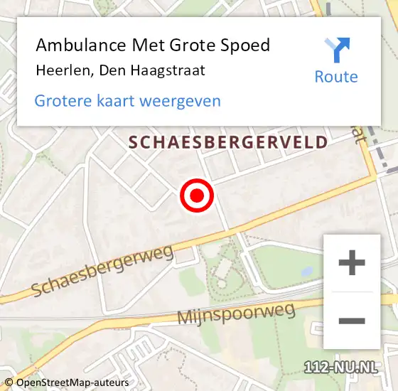 Locatie op kaart van de 112 melding: Ambulance Met Grote Spoed Naar Heerlen, Den Haagstraat op 7 juli 2014 13:18