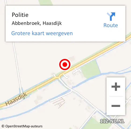 Locatie op kaart van de 112 melding: Politie Abbenbroek, Haasdijk op 5 februari 2022 17:07