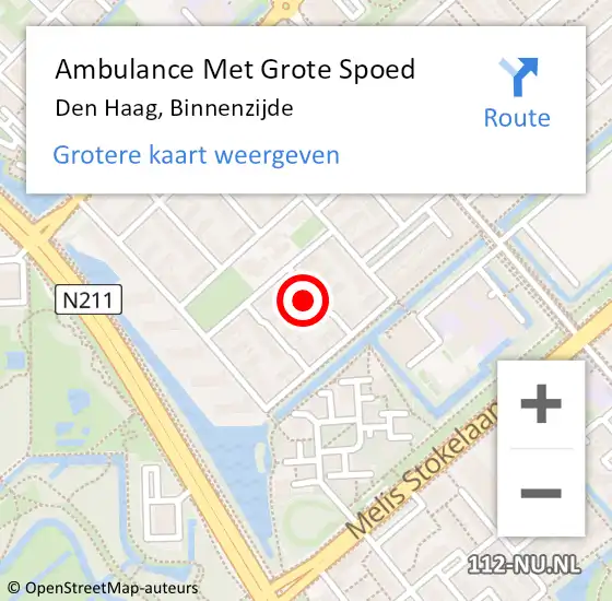 Locatie op kaart van de 112 melding: Ambulance Met Grote Spoed Naar Den Haag, Binnenzijde op 5 februari 2022 17:13
