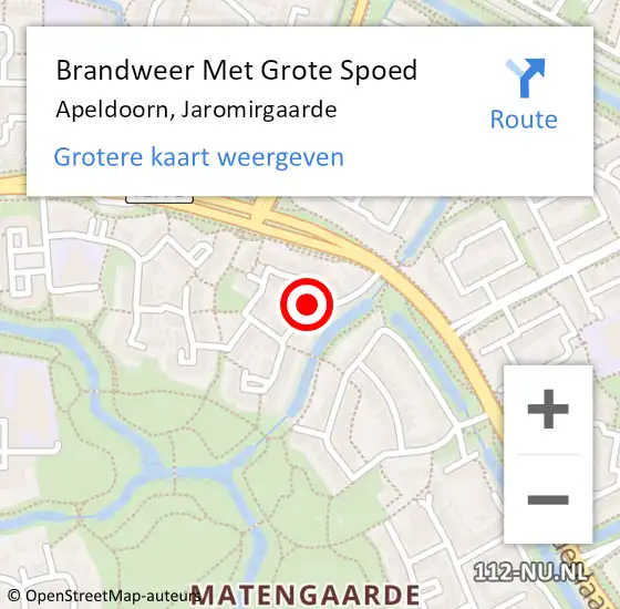 Locatie op kaart van de 112 melding: Brandweer Met Grote Spoed Naar Apeldoorn, Jaromirgaarde op 5 februari 2022 17:35