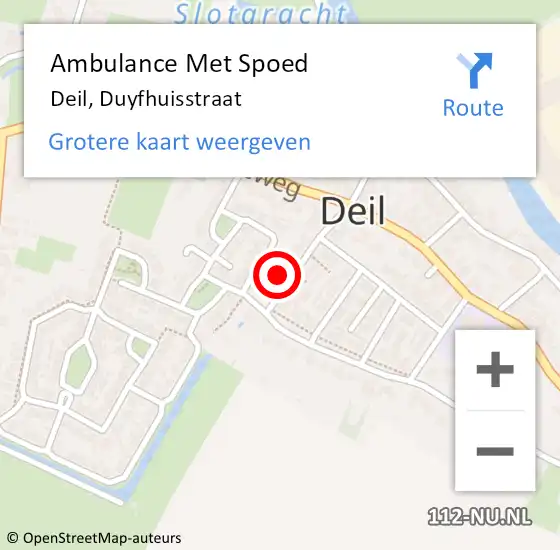 Locatie op kaart van de 112 melding: Ambulance Met Spoed Naar Deil, Duyfhuisstraat op 5 februari 2022 17:41
