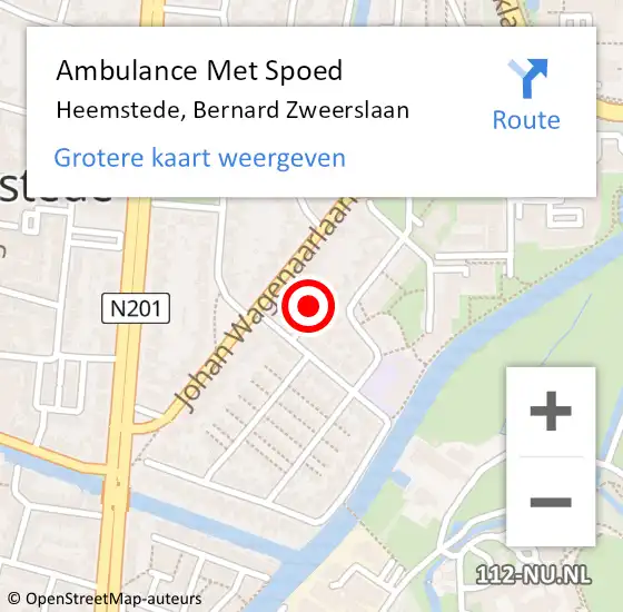 Locatie op kaart van de 112 melding: Ambulance Met Spoed Naar Heemstede, Bernard Zweerslaan op 5 februari 2022 17:47