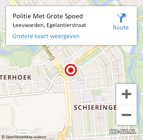 Locatie op kaart van de 112 melding: Politie Met Grote Spoed Naar Leeuwarden, Egelantierstraat op 5 februari 2022 17:53