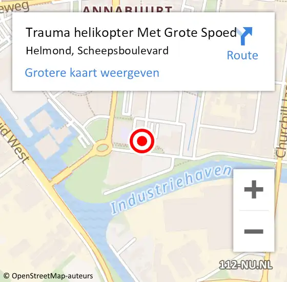 Locatie op kaart van de 112 melding: Trauma helikopter Met Grote Spoed Naar Helmond, Scheepsboulevard op 5 februari 2022 18:02