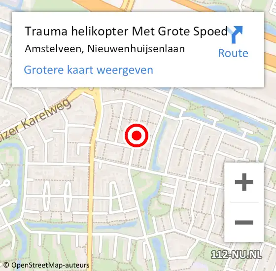 Locatie op kaart van de 112 melding: Trauma helikopter Met Grote Spoed Naar Amstelveen, Nieuwenhuijsenlaan op 5 februari 2022 18:12