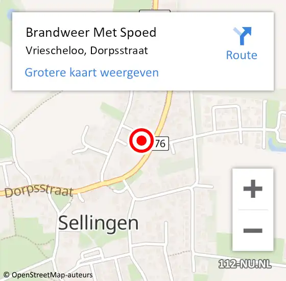 Locatie op kaart van de 112 melding: Brandweer Met Spoed Naar Vriescheloo, Dorpsstraat op 5 februari 2022 18:12