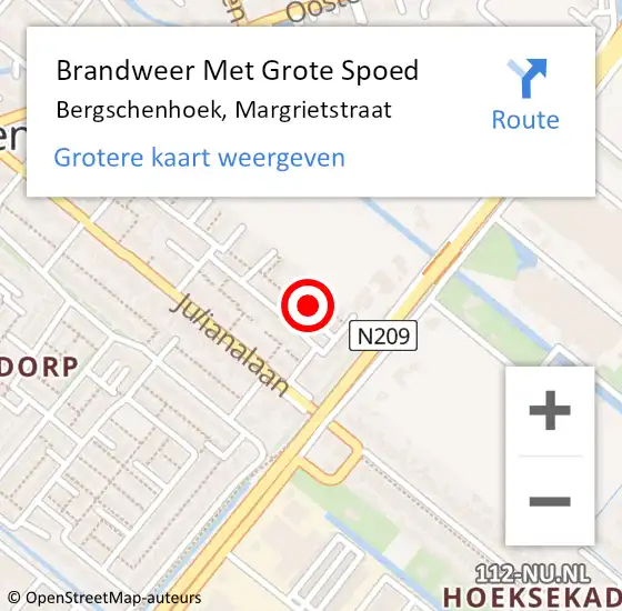 Locatie op kaart van de 112 melding: Brandweer Met Grote Spoed Naar Bergschenhoek, Margrietstraat op 5 februari 2022 18:18