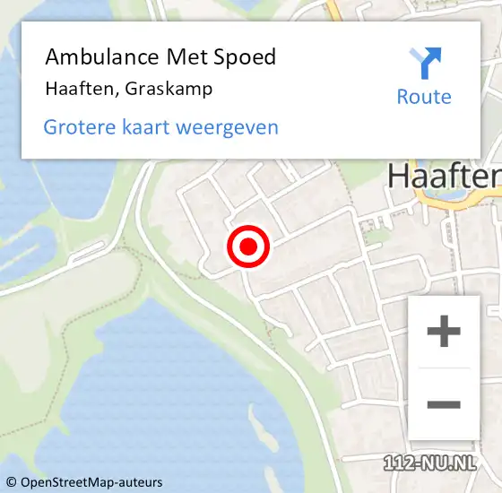 Locatie op kaart van de 112 melding: Ambulance Met Spoed Naar Haaften, Graskamp op 5 februari 2022 18:58