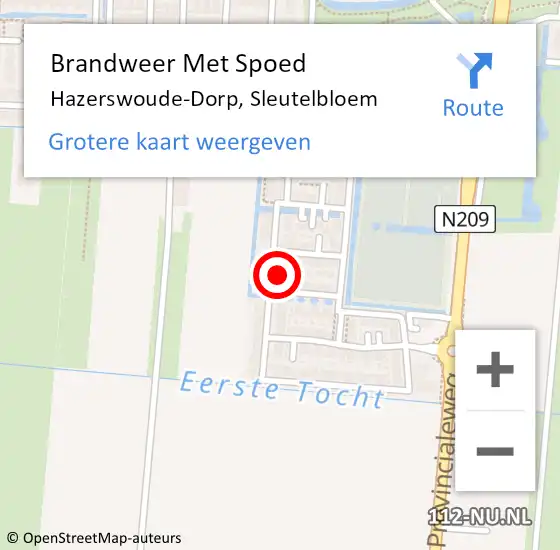 Locatie op kaart van de 112 melding: Brandweer Met Spoed Naar Hazerswoude-Dorp, Sleutelbloem op 5 februari 2022 18:58