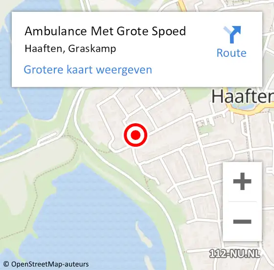 Locatie op kaart van de 112 melding: Ambulance Met Grote Spoed Naar Haaften, Graskamp op 5 februari 2022 19:10