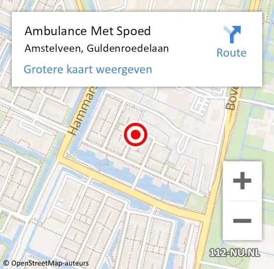 Locatie op kaart van de 112 melding: Ambulance Met Spoed Naar Amstelveen, Guldenroedelaan op 5 februari 2022 19:15