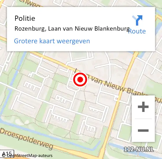 Locatie op kaart van de 112 melding: Politie Rozenburg, Laan van Nieuw Blankenburg op 5 februari 2022 19:17