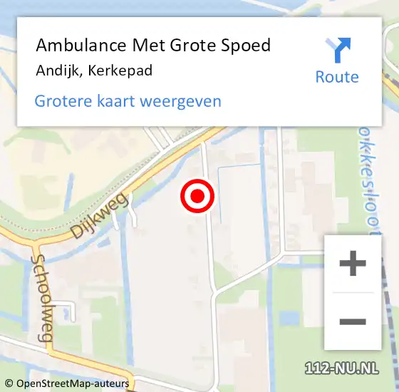 Locatie op kaart van de 112 melding: Ambulance Met Grote Spoed Naar Andijk, Kerkepad op 5 februari 2022 19:21