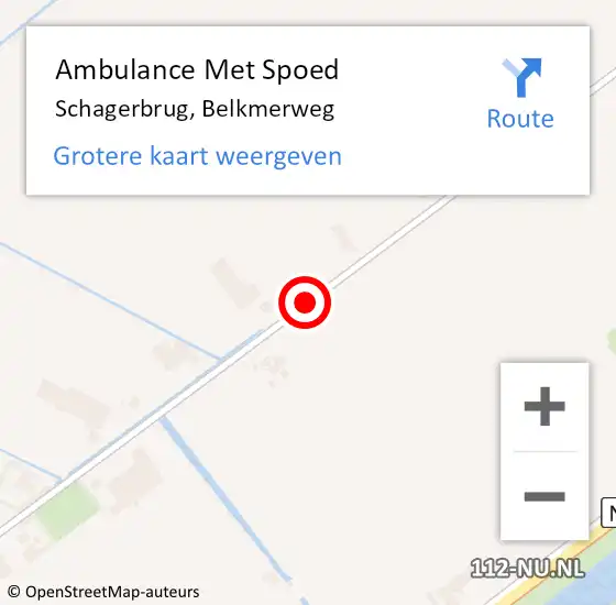 Locatie op kaart van de 112 melding: Ambulance Met Spoed Naar Schagerbrug, Belkmerweg op 5 februari 2022 19:26