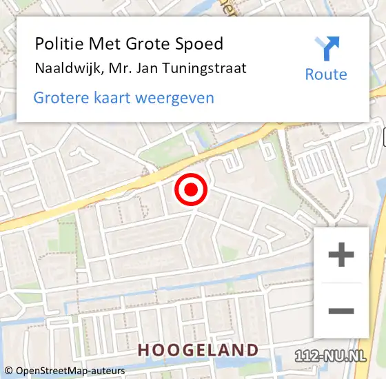 Locatie op kaart van de 112 melding: Politie Met Grote Spoed Naar Naaldwijk, Mr. Jan Tuningstraat op 5 februari 2022 19:38