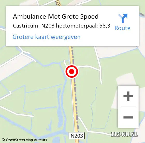 Locatie op kaart van de 112 melding: Ambulance Met Grote Spoed Naar Castricum, N203 hectometerpaal: 58,3 op 5 februari 2022 19:39