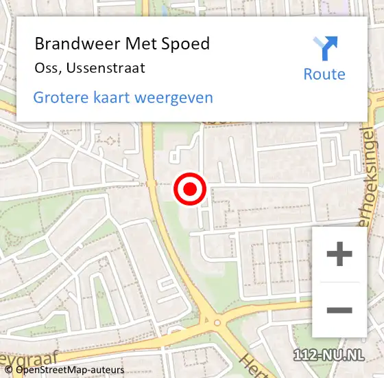 Locatie op kaart van de 112 melding: Brandweer Met Spoed Naar Oss, Ussenstraat op 5 februari 2022 19:47