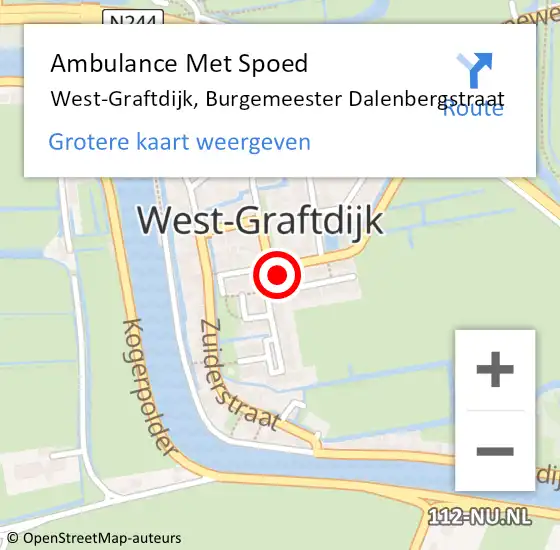 Locatie op kaart van de 112 melding: Ambulance Met Spoed Naar West-Graftdijk, Burgemeester Dalenbergstraat op 5 februari 2022 19:48