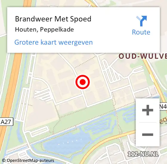 Locatie op kaart van de 112 melding: Brandweer Met Spoed Naar Houten, Peppelkade op 5 februari 2022 19:56