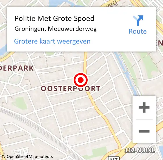 Locatie op kaart van de 112 melding: Politie Met Grote Spoed Naar Groningen, Meeuwerderweg op 5 februari 2022 19:57