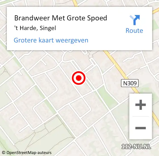 Locatie op kaart van de 112 melding: Brandweer Met Grote Spoed Naar 't Harde, Singel op 5 februari 2022 19:59