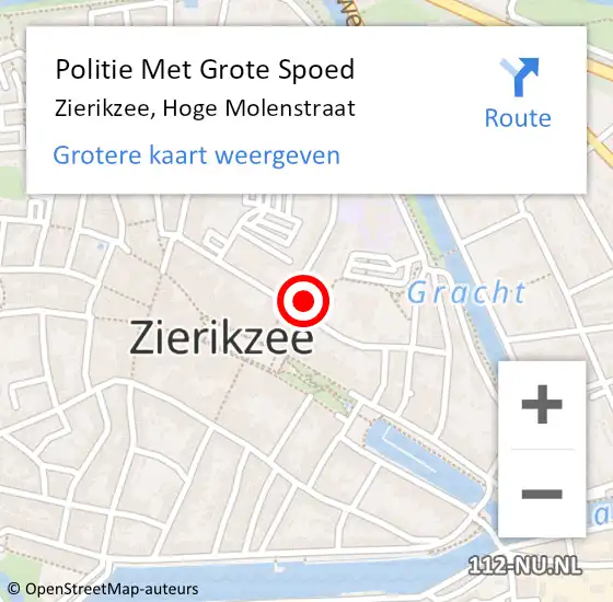 Locatie op kaart van de 112 melding: Politie Met Grote Spoed Naar Zierikzee, Hoge Molenstraat op 5 februari 2022 20:05