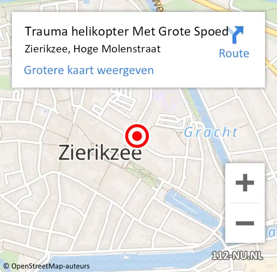 Locatie op kaart van de 112 melding: Trauma helikopter Met Grote Spoed Naar Zierikzee, Hoge Molenstraat op 5 februari 2022 20:10