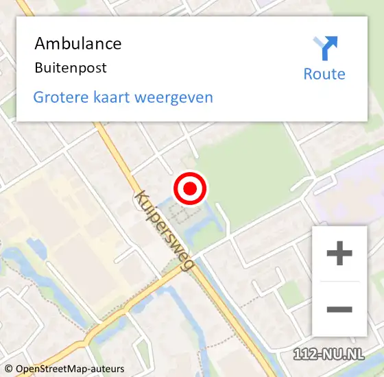 Locatie op kaart van de 112 melding: Ambulance Buitenpost op 5 februari 2022 20:28