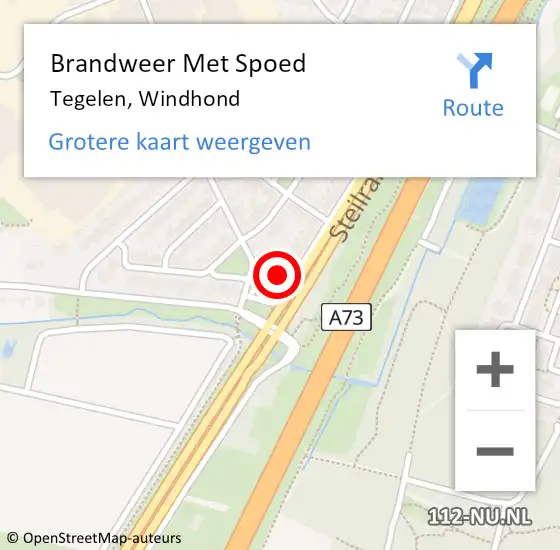 Locatie op kaart van de 112 melding: Brandweer Met Spoed Naar Tegelen, Windhond op 5 februari 2022 20:30