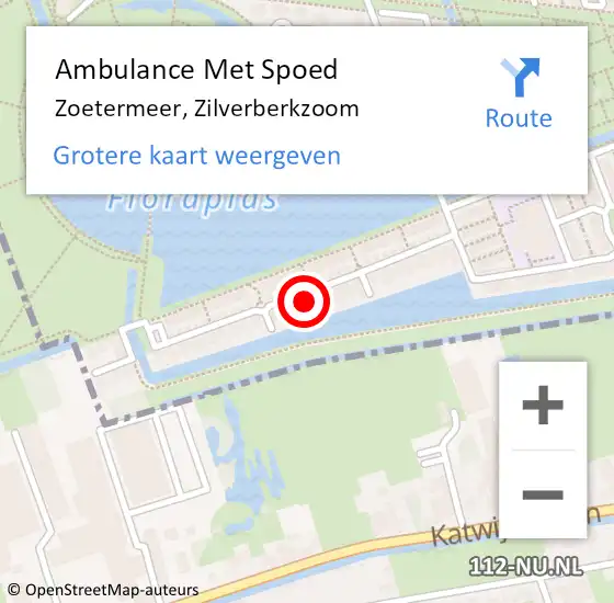 Locatie op kaart van de 112 melding: Ambulance Met Spoed Naar Zoetermeer, Zilverberkzoom op 5 februari 2022 20:56