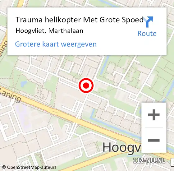 Locatie op kaart van de 112 melding: Trauma helikopter Met Grote Spoed Naar Hoogvliet, Marthalaan op 5 februari 2022 20:59