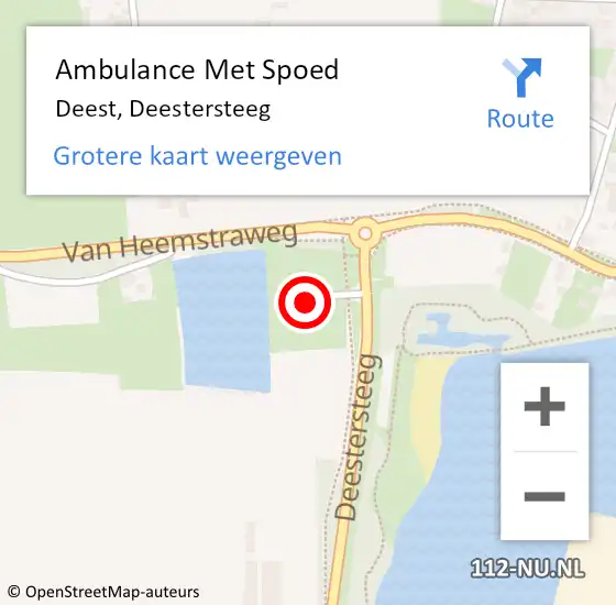 Locatie op kaart van de 112 melding: Ambulance Met Spoed Naar Deest, Deestersteeg op 5 februari 2022 21:12