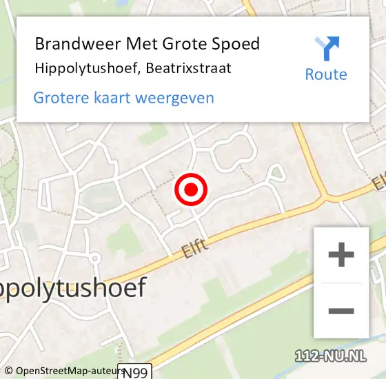 Locatie op kaart van de 112 melding: Brandweer Met Grote Spoed Naar Hippolytushoef, Beatrixstraat op 5 februari 2022 21:32