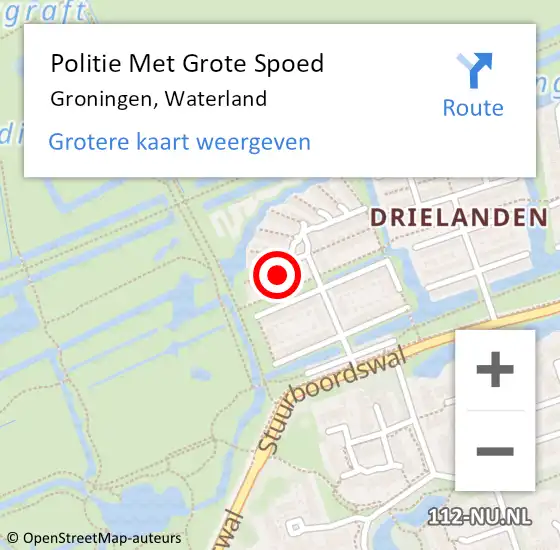 Locatie op kaart van de 112 melding: Politie Met Grote Spoed Naar Groningen, Waterland op 5 februari 2022 21:58