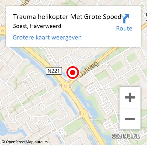 Locatie op kaart van de 112 melding: Trauma helikopter Met Grote Spoed Naar Soest, Haverweerd op 5 februari 2022 22:00