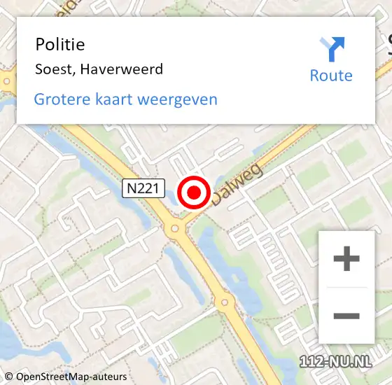 Locatie op kaart van de 112 melding: Politie Soest, Haverweerd op 5 februari 2022 22:01