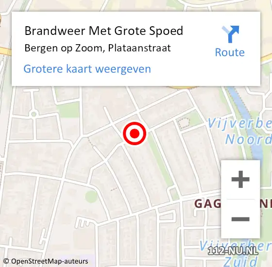 Locatie op kaart van de 112 melding: Brandweer Met Grote Spoed Naar Bergen op Zoom, Plataanstraat op 5 februari 2022 22:03