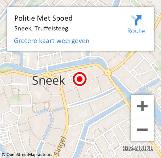 Locatie op kaart van de 112 melding: Politie Met Spoed Naar Sneek, Truffelsteeg op 5 februari 2022 22:09