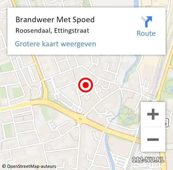 Locatie op kaart van de 112 melding: Brandweer Met Spoed Naar Roosendaal, Ettingstraat op 5 februari 2022 22:13