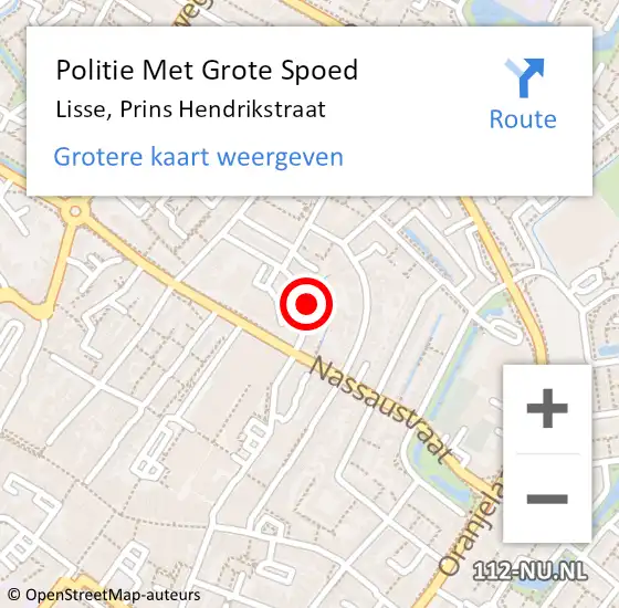 Locatie op kaart van de 112 melding: Politie Met Grote Spoed Naar Lisse, Prins Hendrikstraat op 5 februari 2022 22:24