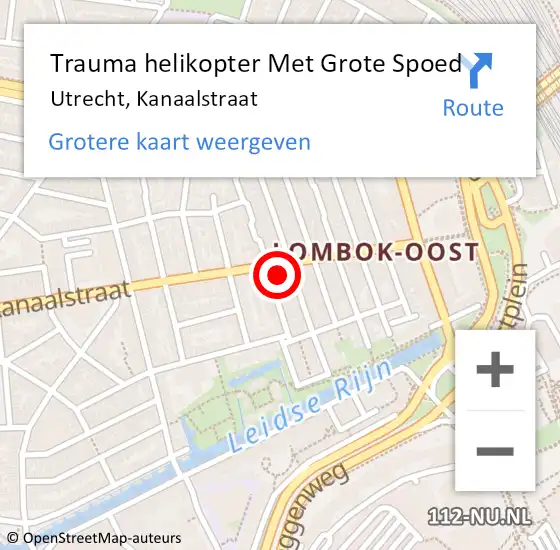 Locatie op kaart van de 112 melding: Trauma helikopter Met Grote Spoed Naar Utrecht, Kanaalstraat op 5 februari 2022 22:26