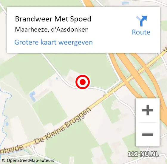 Locatie op kaart van de 112 melding: Brandweer Met Spoed Naar Maarheeze, d'Aasdonken op 5 februari 2022 22:28