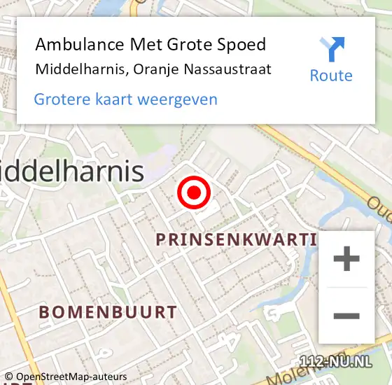 Locatie op kaart van de 112 melding: Ambulance Met Grote Spoed Naar Middelharnis, Oranje Nassaustraat op 5 februari 2022 22:34