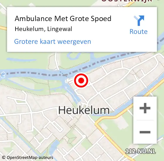 Locatie op kaart van de 112 melding: Ambulance Met Grote Spoed Naar Heukelum, Lingewal op 5 februari 2022 22:43