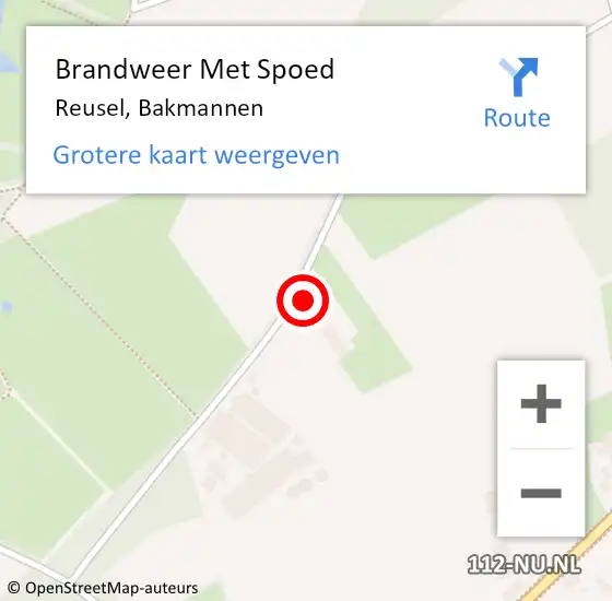 Locatie op kaart van de 112 melding: Brandweer Met Spoed Naar Reusel, Bakmannen op 5 februari 2022 23:09