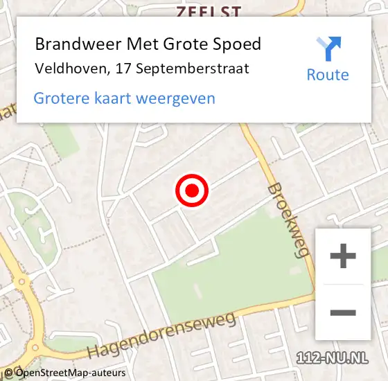 Locatie op kaart van de 112 melding: Brandweer Met Grote Spoed Naar Veldhoven, 17 Septemberstraat op 5 februari 2022 23:11