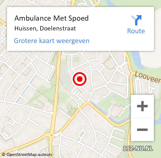 Locatie op kaart van de 112 melding: Ambulance Met Spoed Naar Huissen, Doelenstraat op 5 februari 2022 23:26