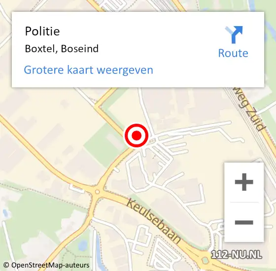 Locatie op kaart van de 112 melding: Politie Boxtel, Boseind op 5 februari 2022 23:28