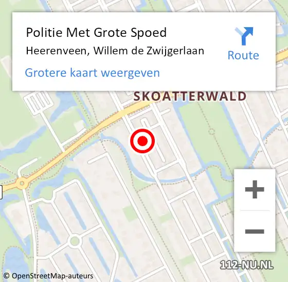 Locatie op kaart van de 112 melding: Politie Met Grote Spoed Naar Heerenveen, Willem de Zwijgerlaan op 5 februari 2022 23:29