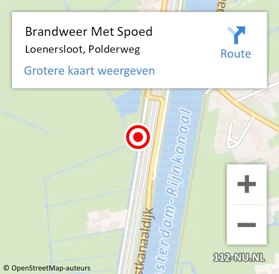 Locatie op kaart van de 112 melding: Brandweer Met Spoed Naar Loenersloot, Polderweg op 5 februari 2022 23:44